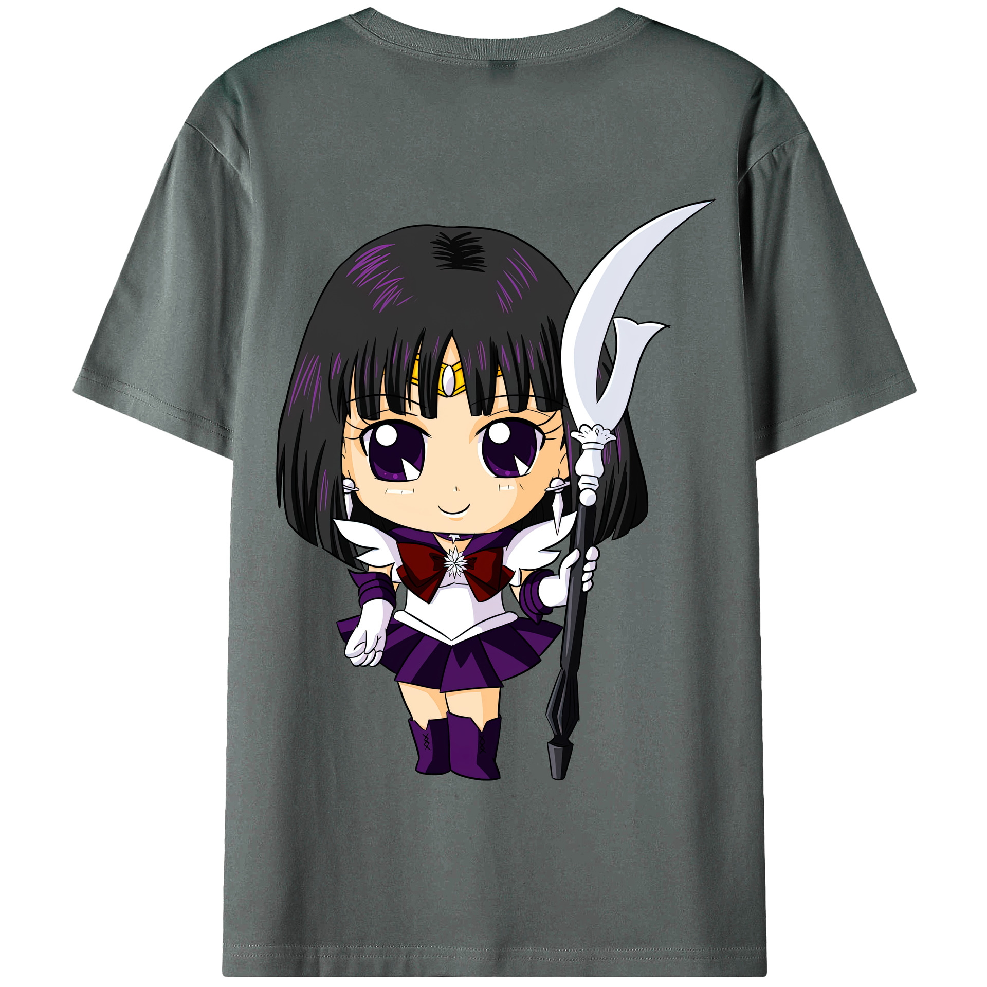 （画像用） 美少女戦士セーラームーン 土萠ほたる Sailor Moon Tomoe Hotaru （セーラーサターン；Sailor Saturn） 綿100％半袖Tシャツ（背面プリント）